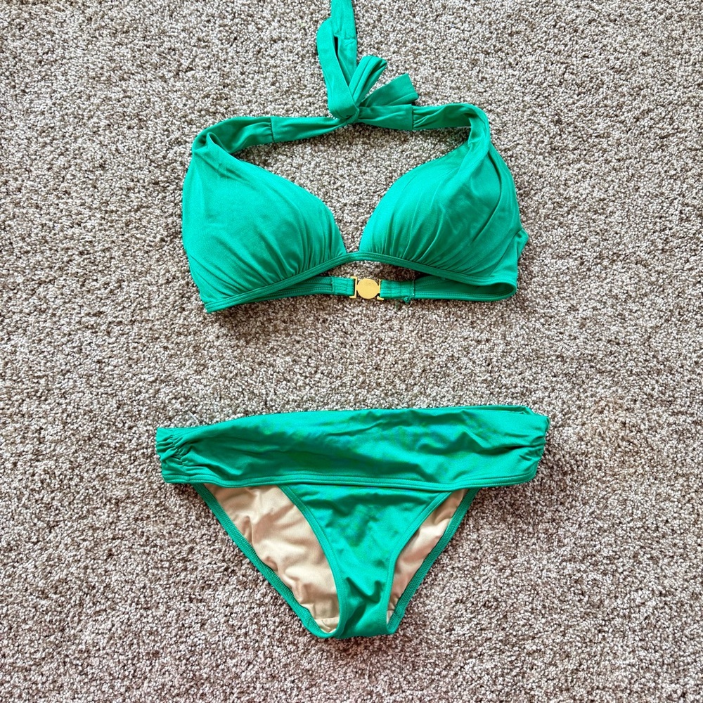 Victorias Secret Triangle Top Bikini in Emerald Green (Size L Top / S Bottom)